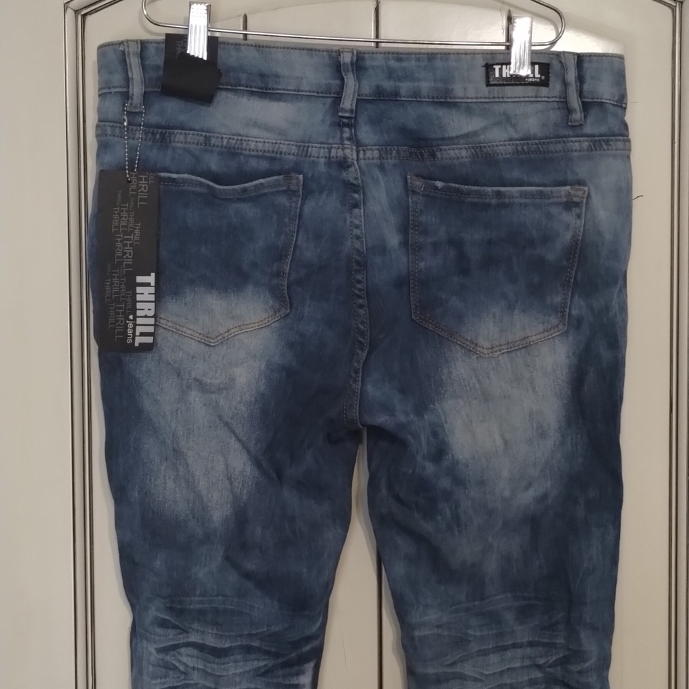 Thrill denim jeans size 15 stretch Distressed Skinny High Rise new! - Picture 5 of 11